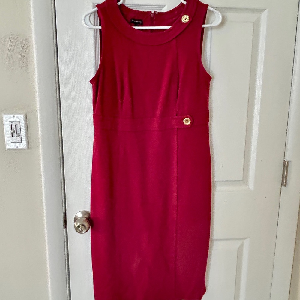 Burgundy Talbots Sheath Dress with Gold Button Accents Size 6